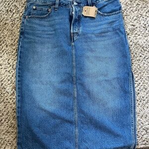 Levi's Blue Denim Midi Skirt